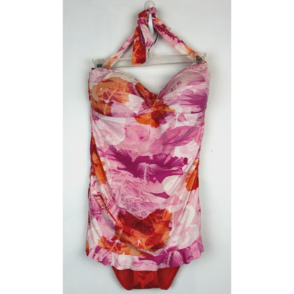 Tommy Bahama Womens 10 One Piece Swimsuit Floral Pink Beach Vacation Tropical